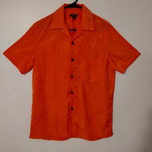 GEORGE - Beautiful floral print  button down shirt –Size 34 - 36 –Color Salmon.